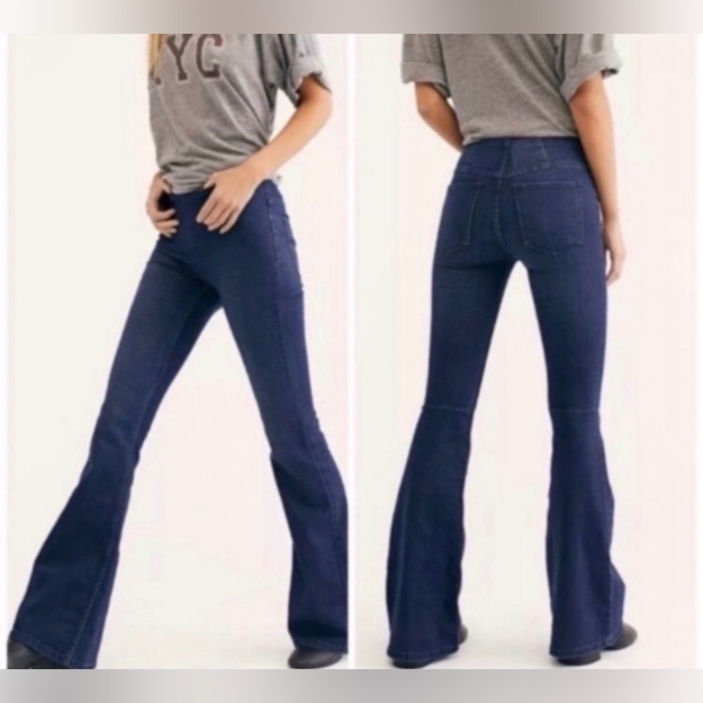 We The Free/Free People Penny Pull On Flair Jeans size 30 Boho Coastal Cowgirl - Picture 5 of 16